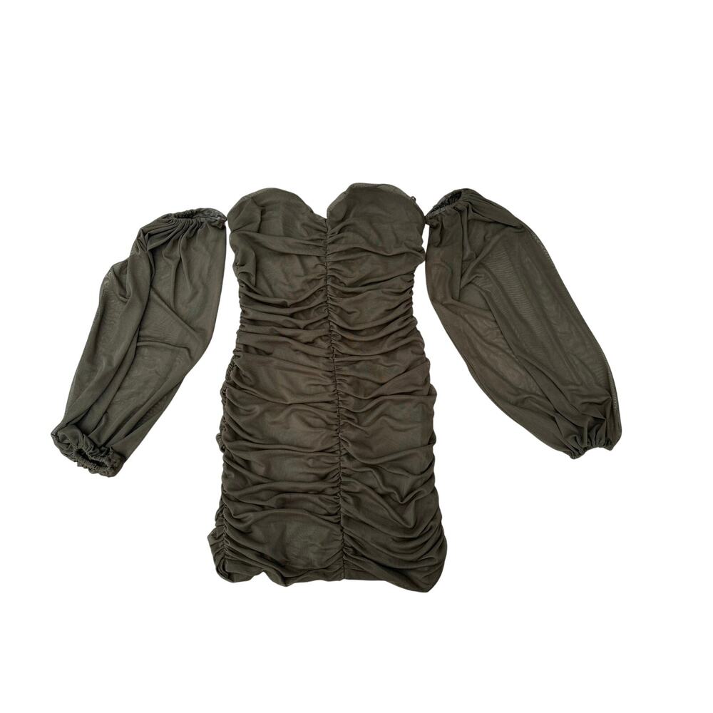 Ruched Fitting Green Dress S M fairy christmas ethereal flowy sleeves sweetheart
